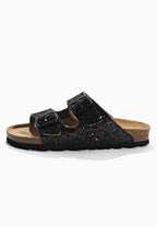 Schwarze glitzernde Bali 2-Riemen-Sandalen