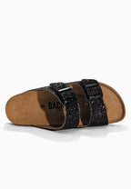 Schwarze glitzernde Bali 2-Riemen-Sandalen