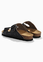 Schwarze glitzernde Bali 2-Riemen-Sandalen