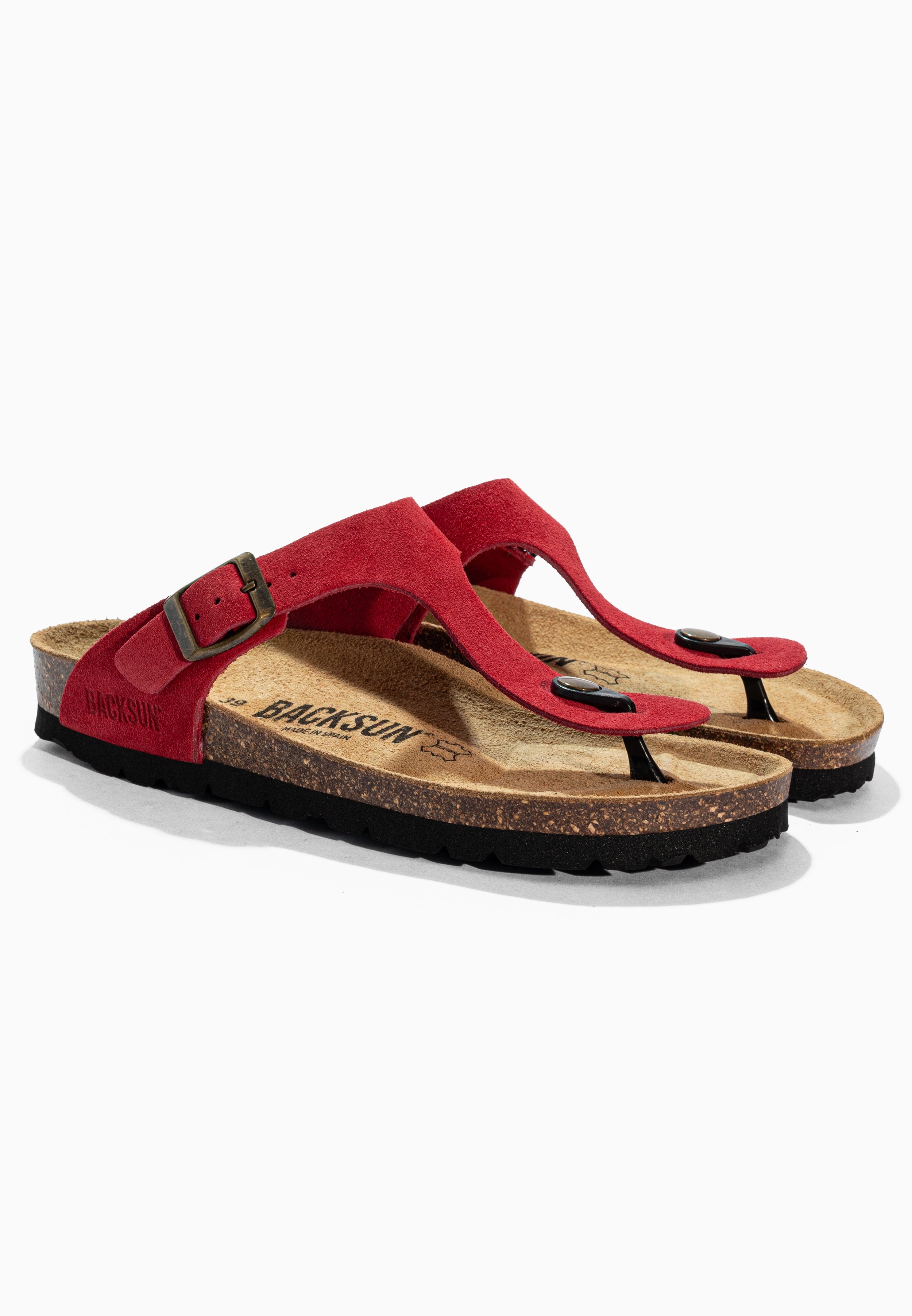 Sandales à Entre-doigts Singapore Rouge en Cuir Suédé
