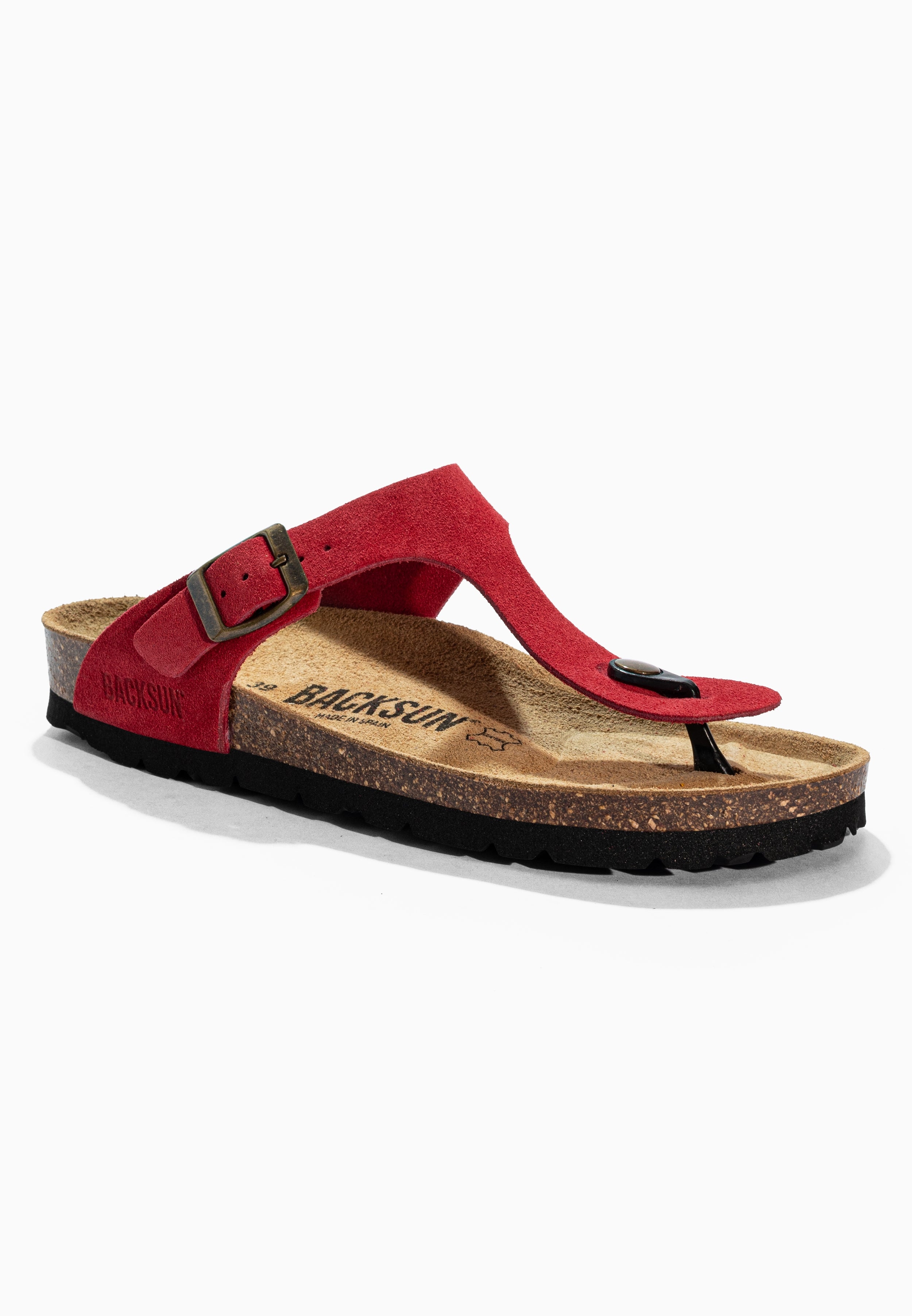 Sandales à Entre-doigts Singapore Rouge en Cuir Suédé