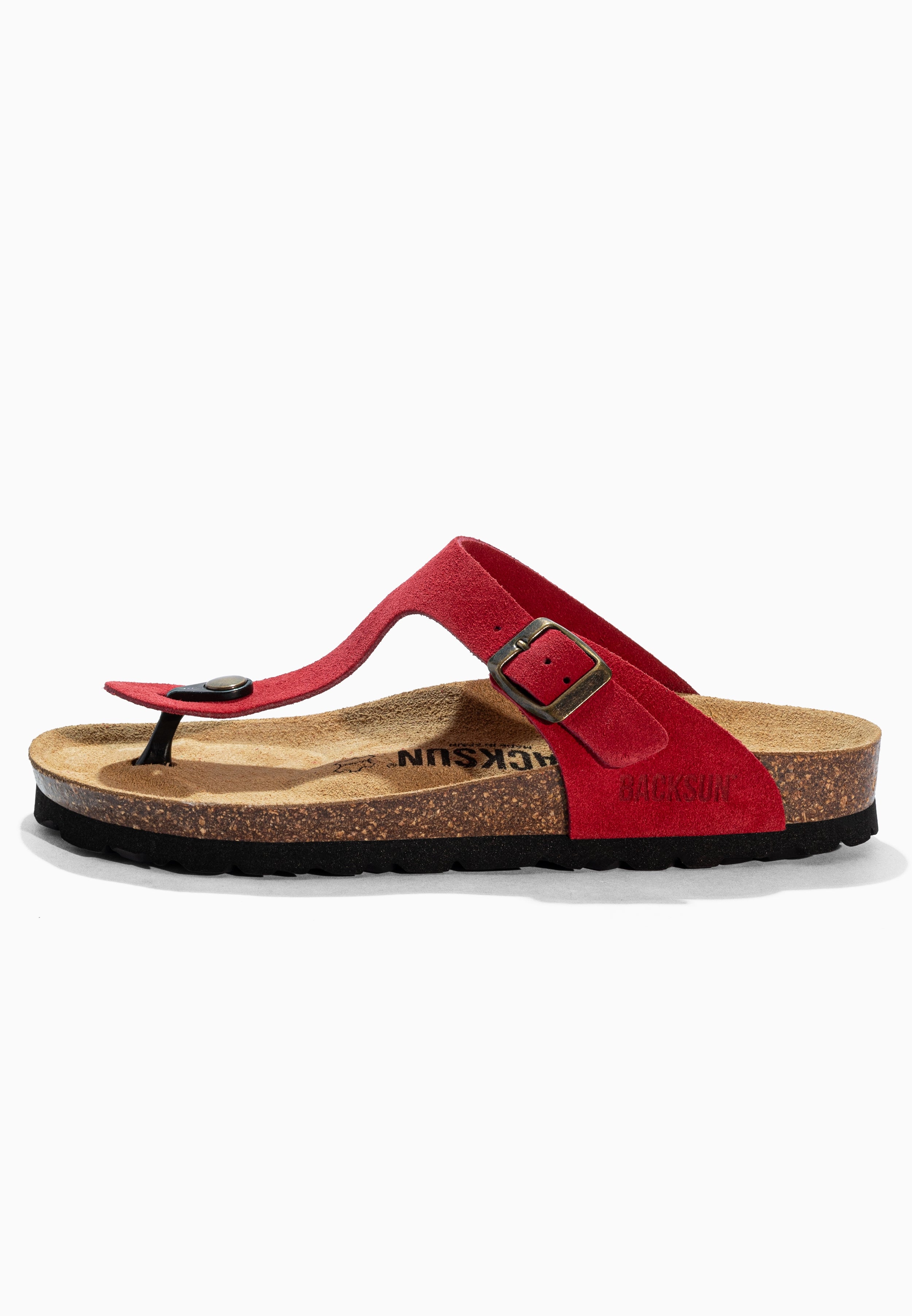Sandales à Entre-doigts Singapore Rouge en Cuir Suédé
