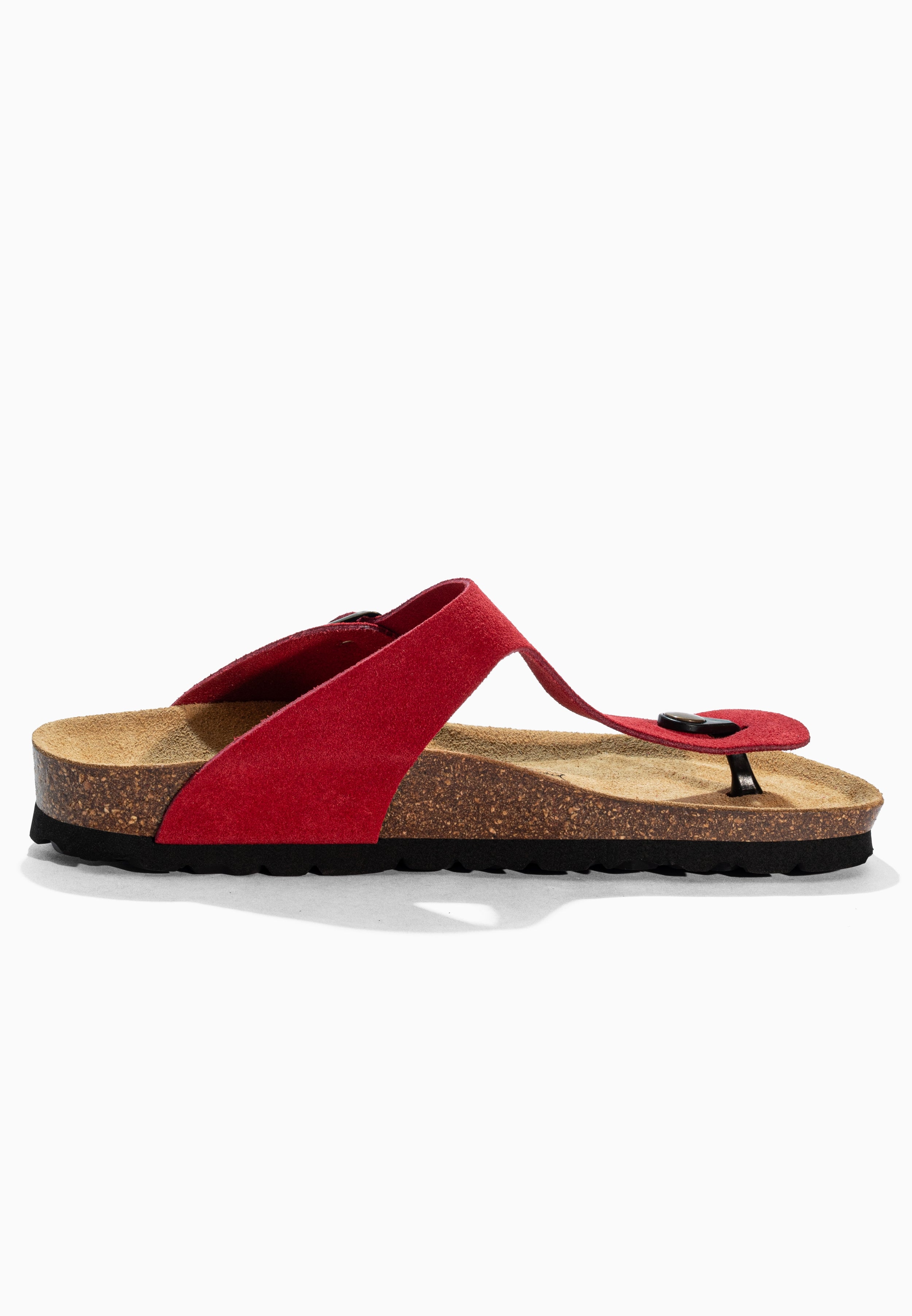 Sandales à Entre-doigts Singapore Rouge en Cuir Suédé