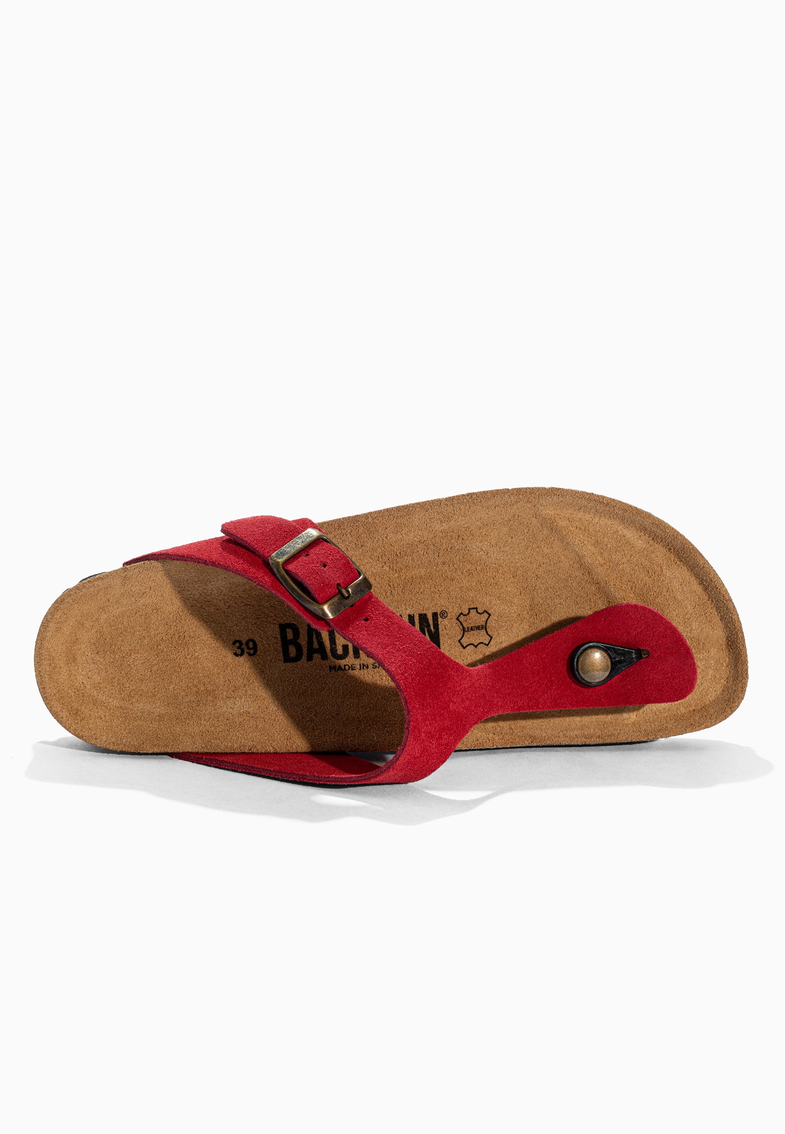 Sandales à Entre-doigts Singapore Rouge en Cuir Suédé
