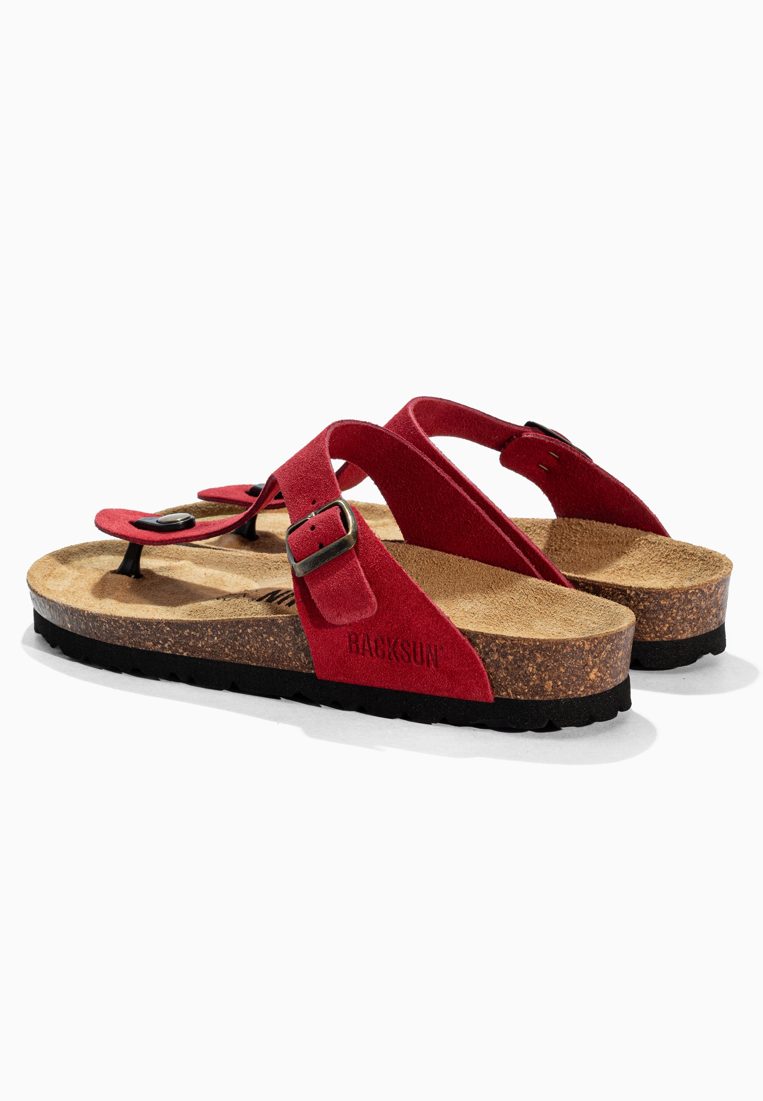 Sandales à Entre-doigts Singapore Rouge en Cuir Suédé
