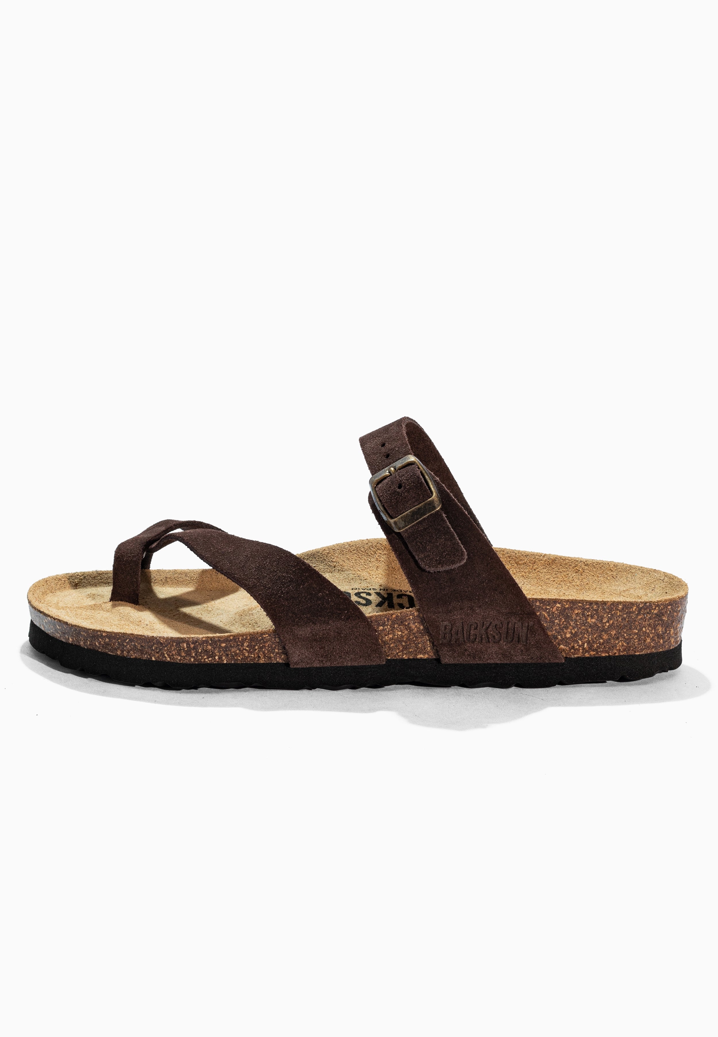 Sandales à Entre-doigts Barcelone Marron en Cuir Suédé