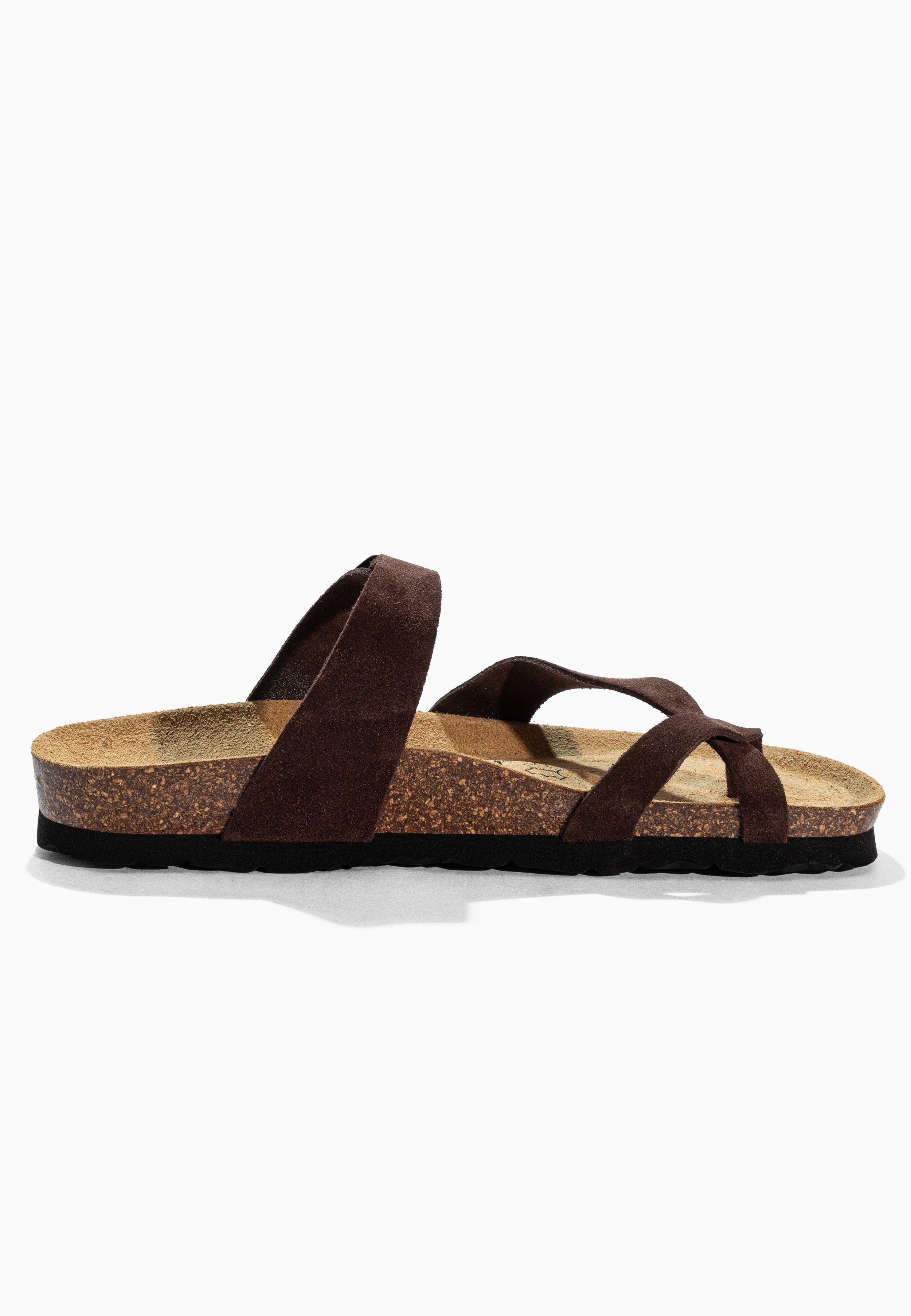 Sandales à Entre-doigts Barcelone Marron en Cuir Suédé