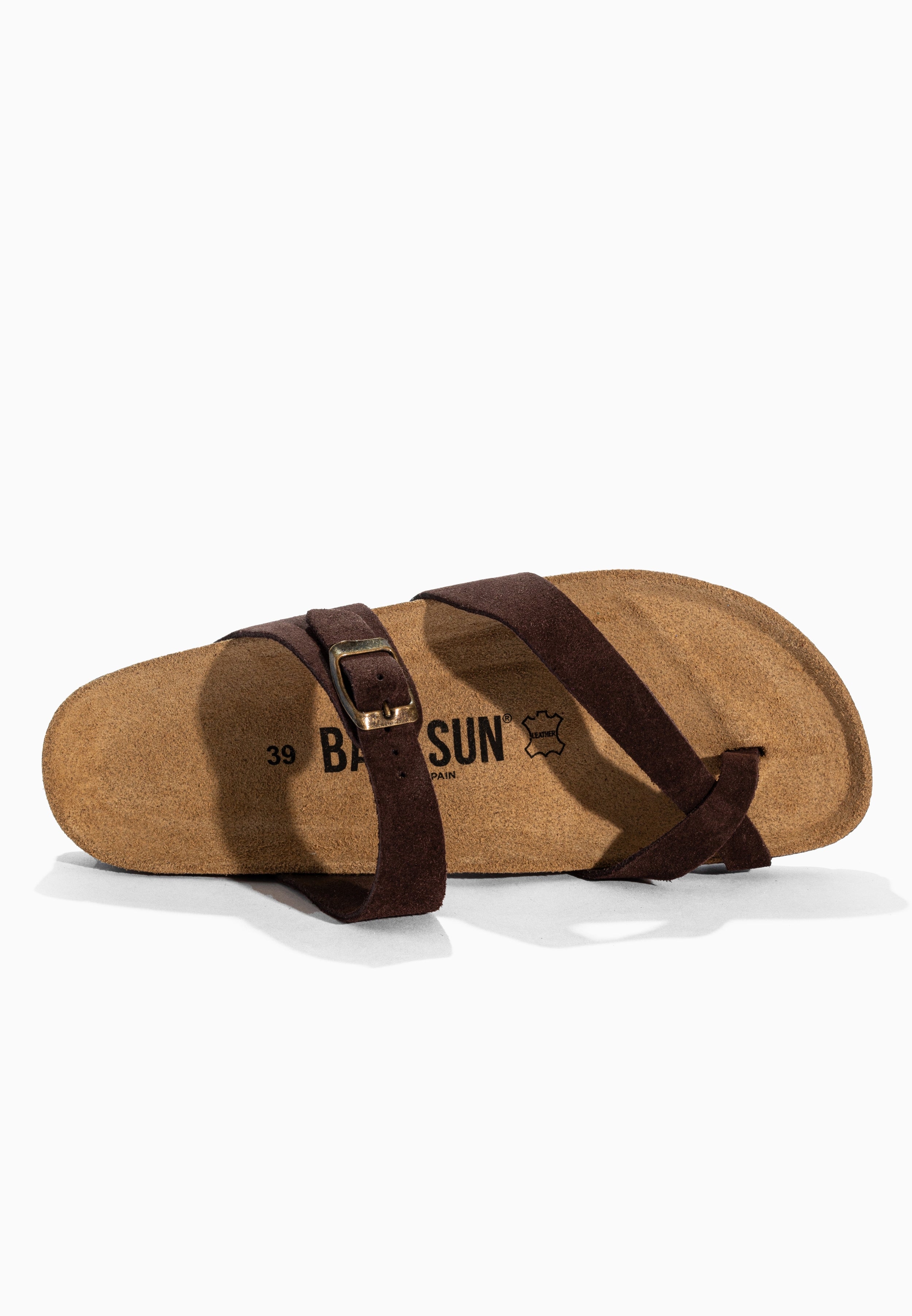 Sandales à Entre-doigts Barcelone Marron en Cuir Suédé