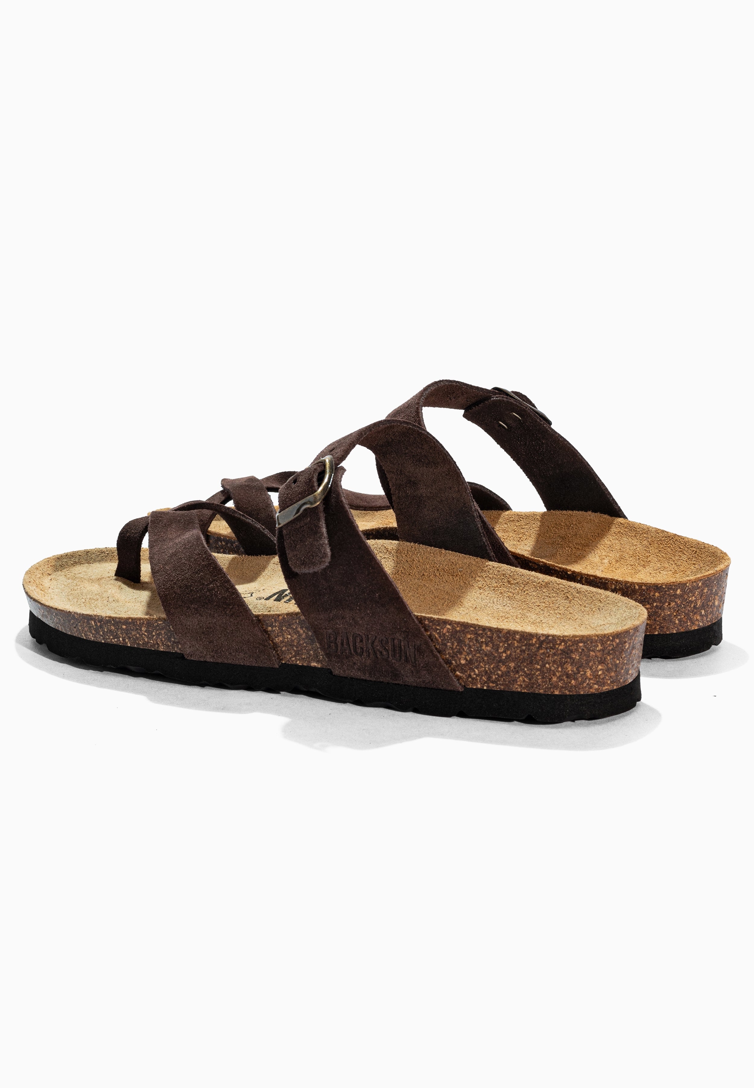 Sandales à Entre-doigts Barcelone Marron en Cuir Suédé