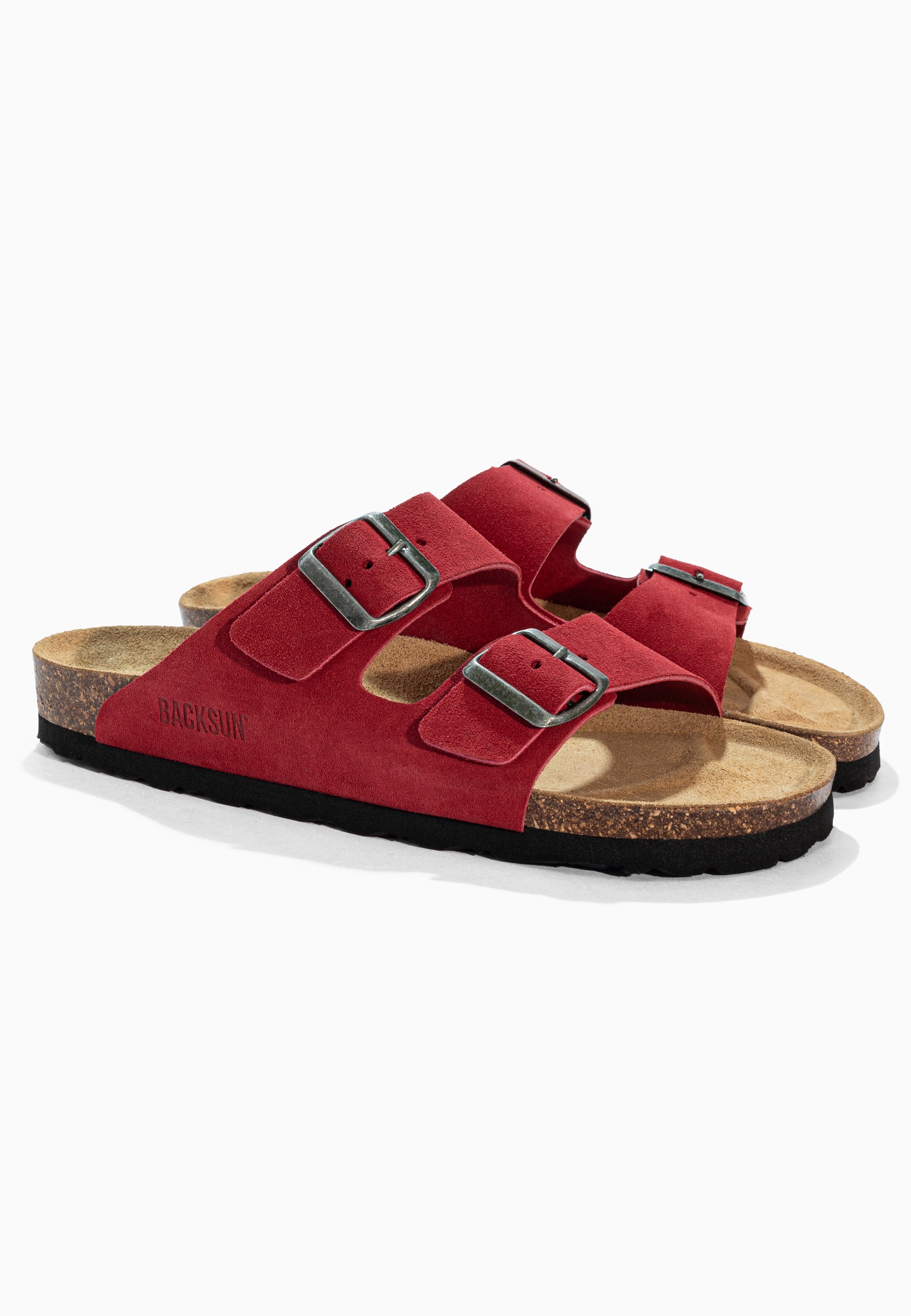 Sandales 2 Brides Bali Rouge en Cuir Suédé