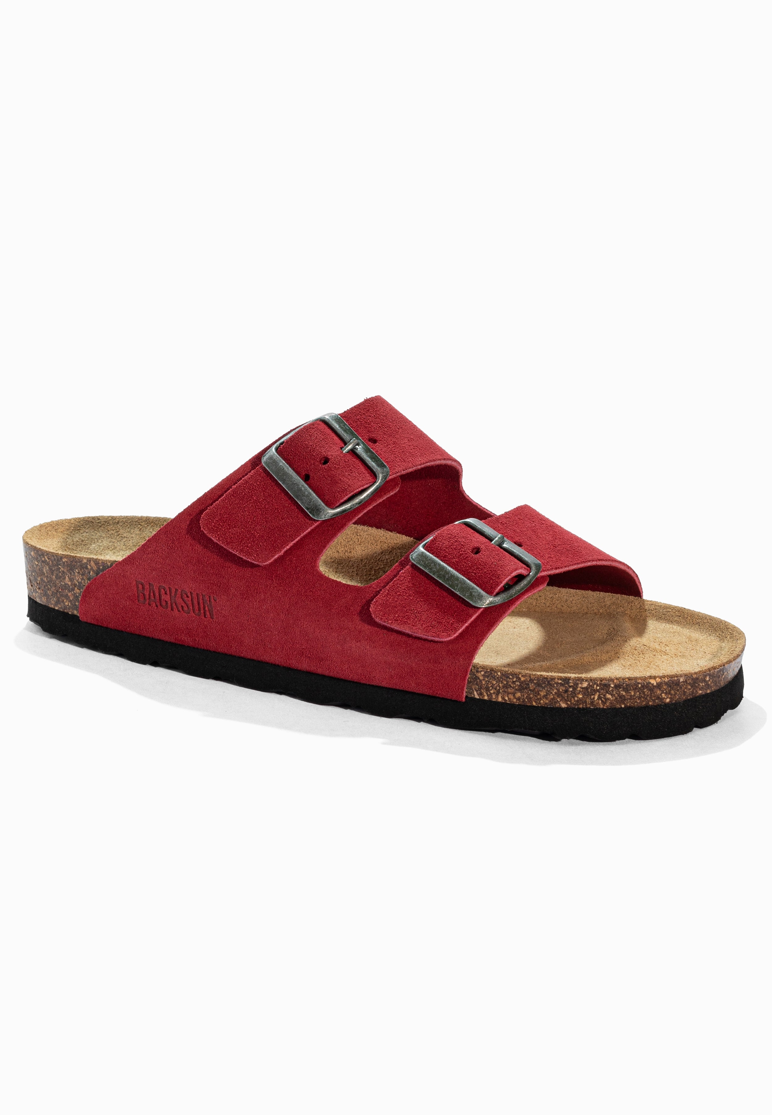 Sandales 2 Brides Bali Rouge en Cuir Suédé