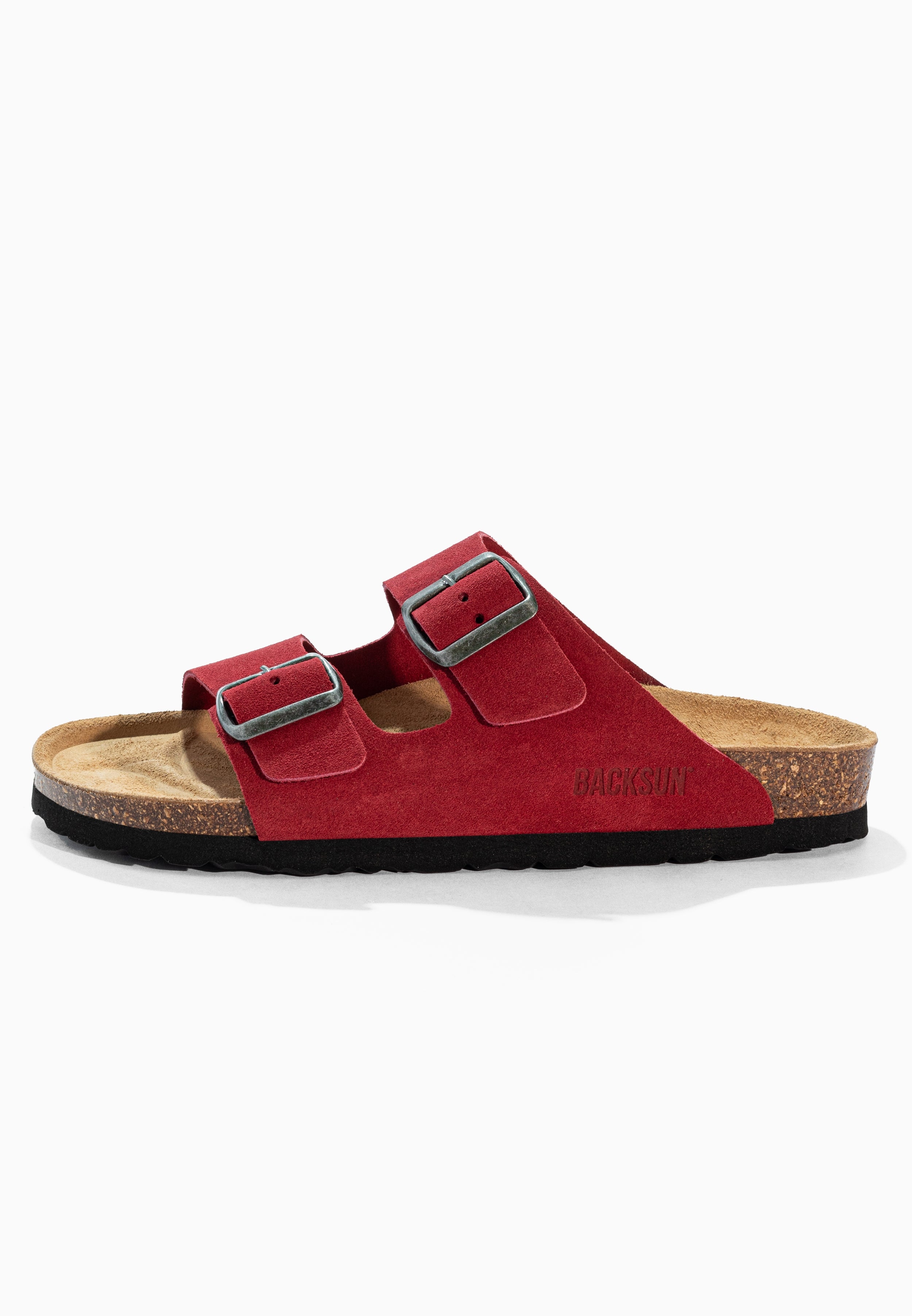 Sandales 2 Brides Bali Rouge en Cuir Suédé