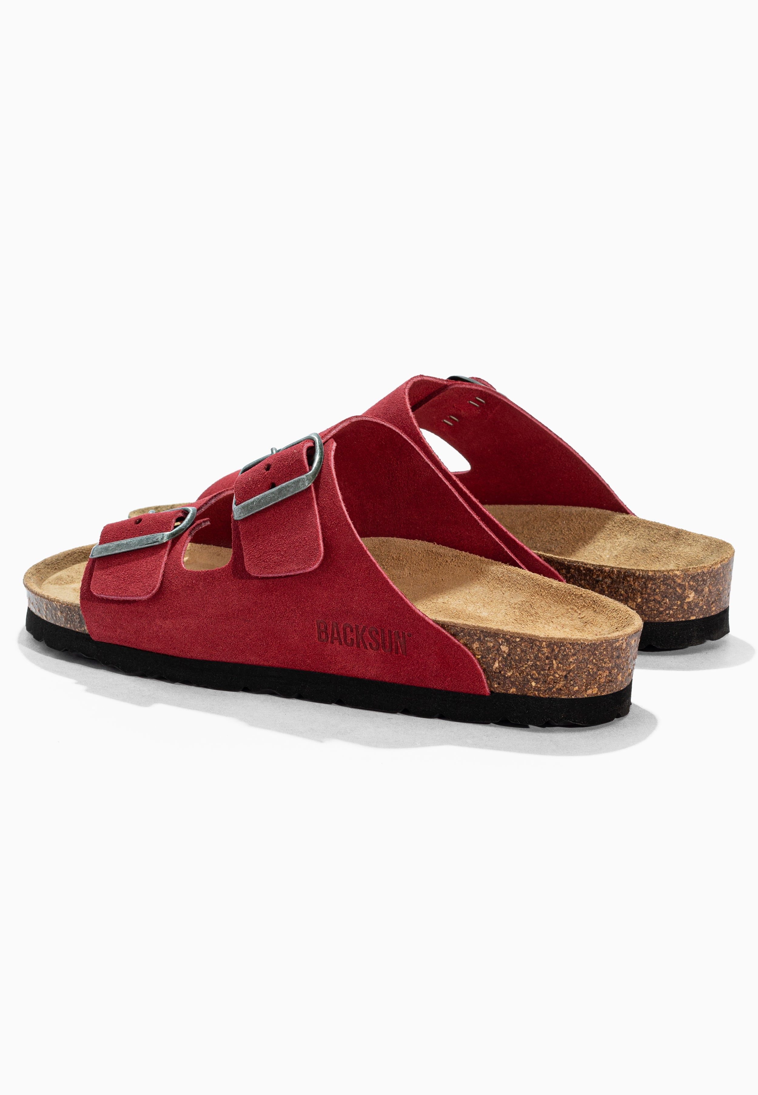 Sandales 2 Brides Bali Rouge en Cuir Suédé