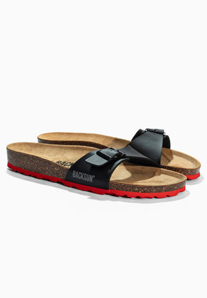Paris Black 1 Strap Sandals