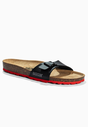 Paris Black 1 Strap Sandals