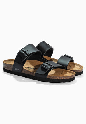 Messina Black 2-Strap Sandals