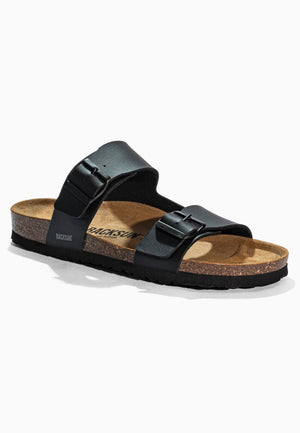 Messina Black 2-Strap Sandals