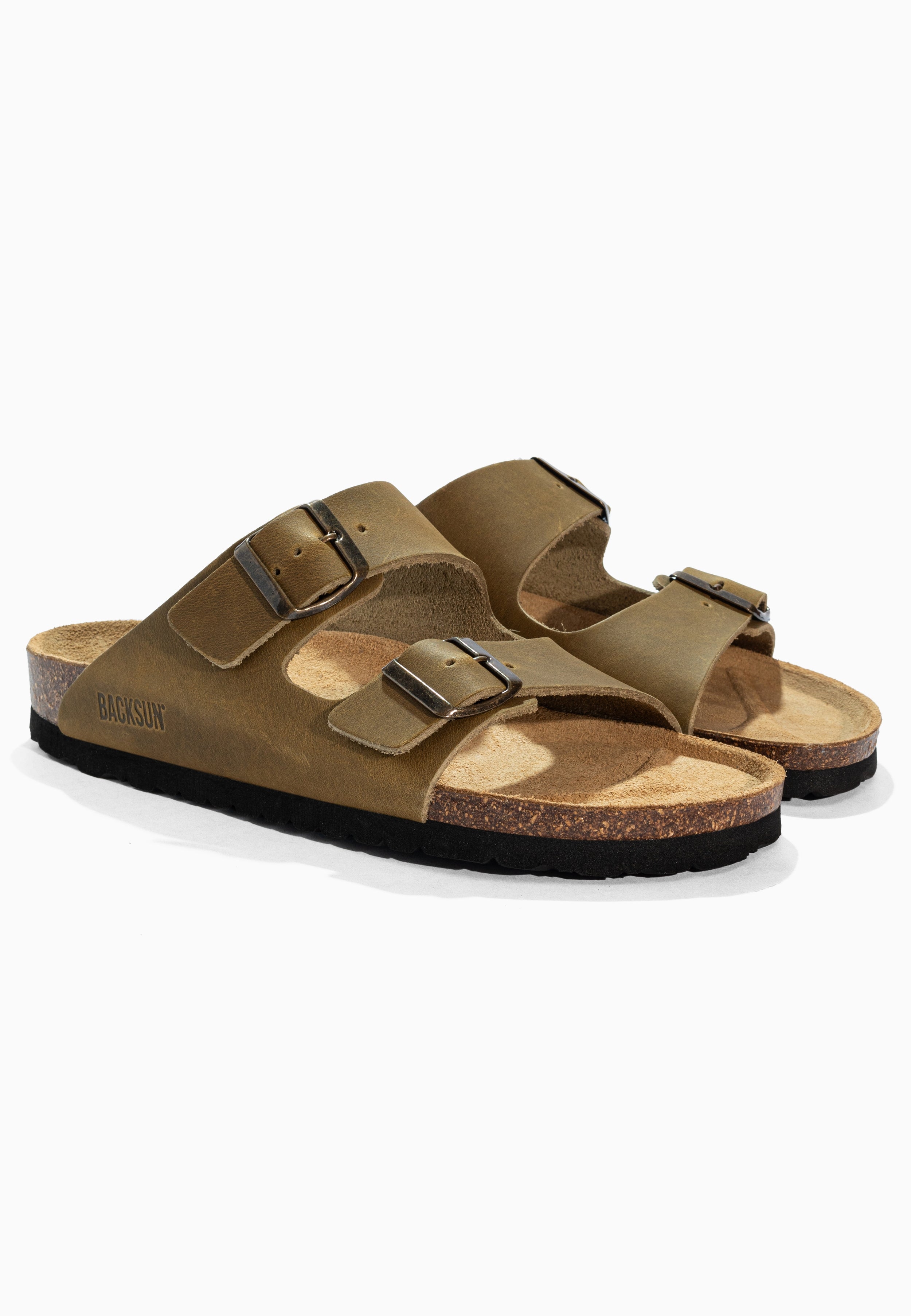 Sandales 2 Brides Bali Kaki en Cuir