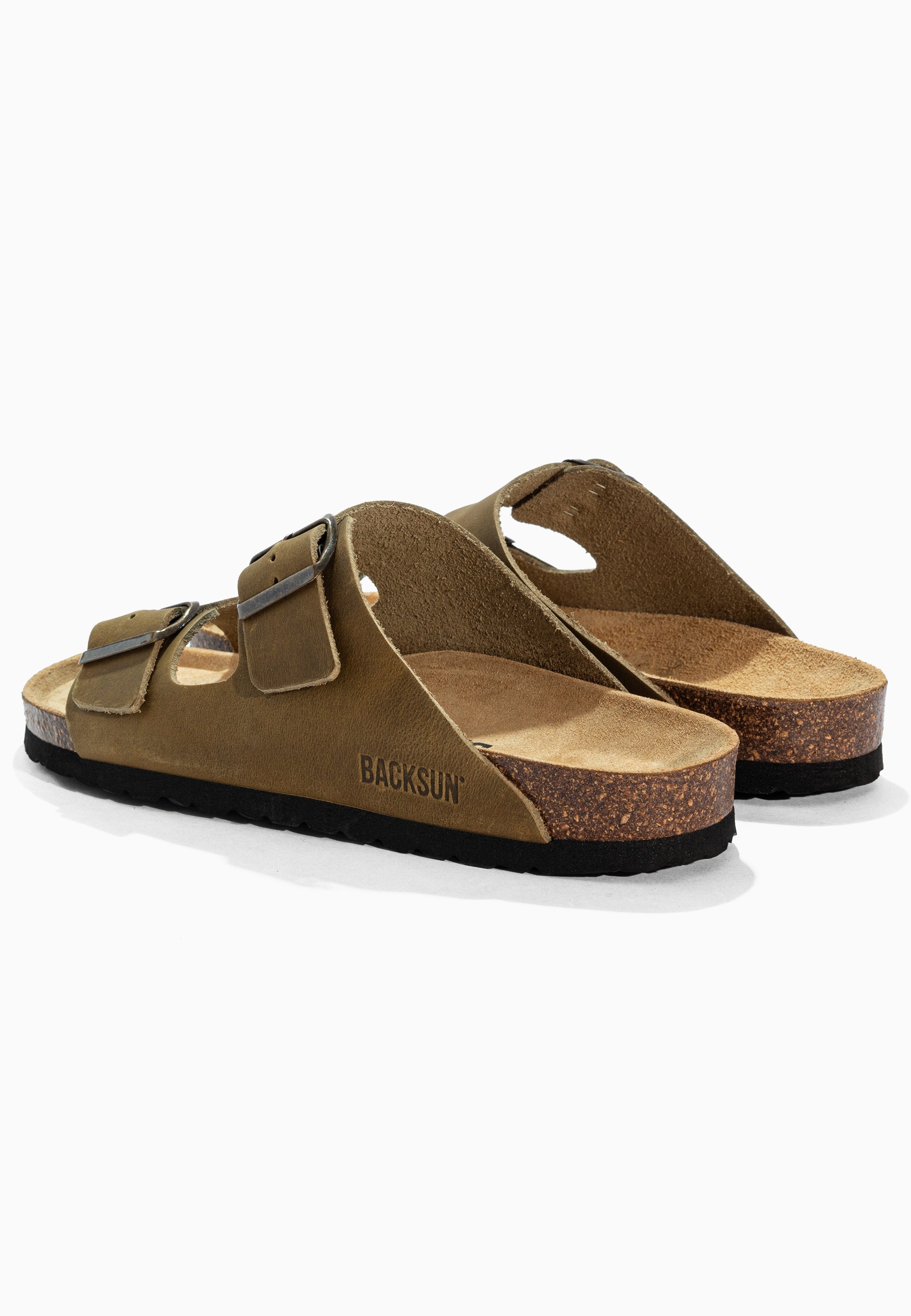Sandales 2 Brides Bali Kaki en Cuir