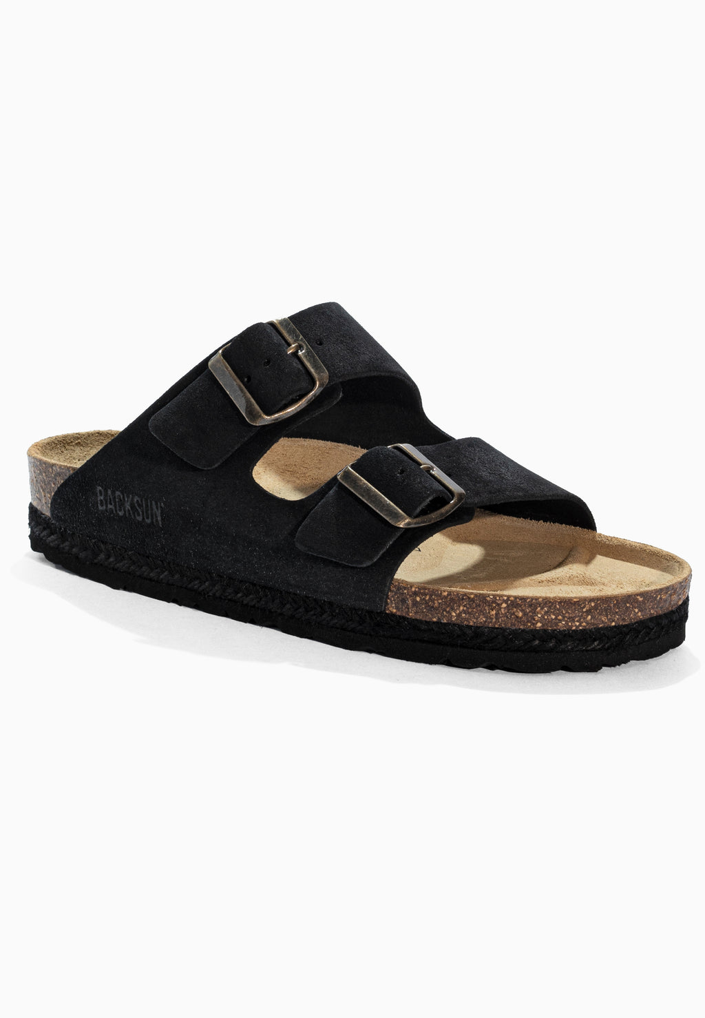 Sandales 2 Brides Vada Noir en Cuir Suédé