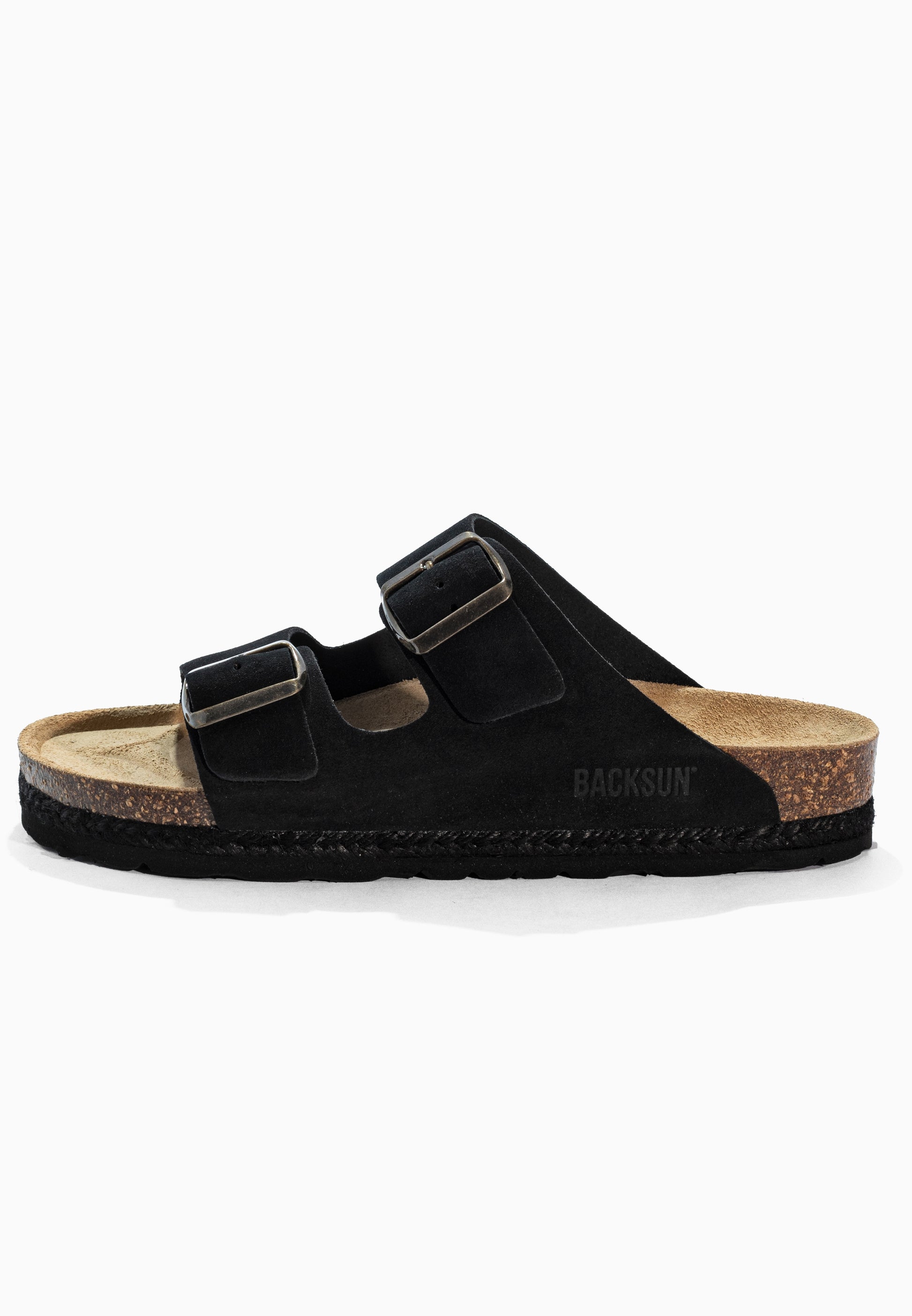 Sandales 2 Brides Vada Noir en Cuir Suédé