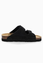Sandales 2 Brides Vada Noir en Cuir Suédé