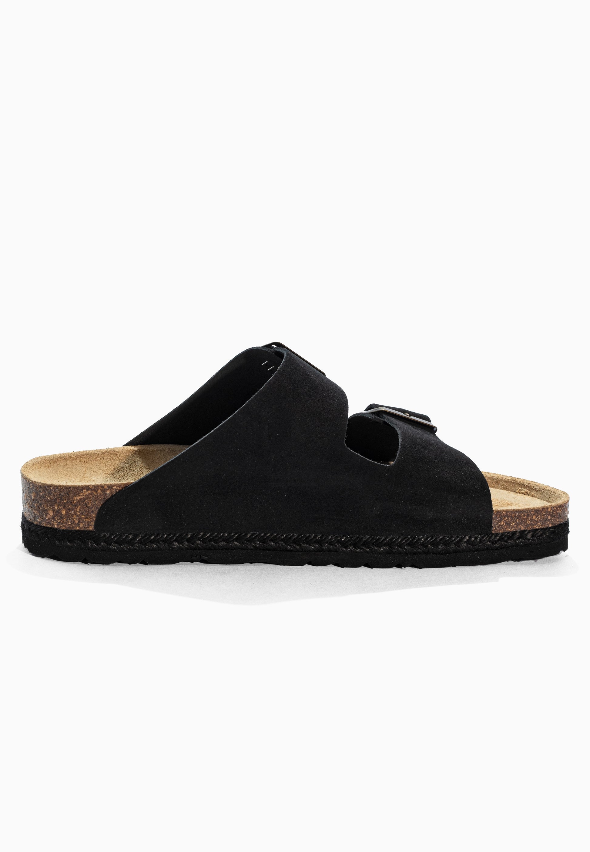 Sandales 2 Brides Vada Noir en Cuir Suédé