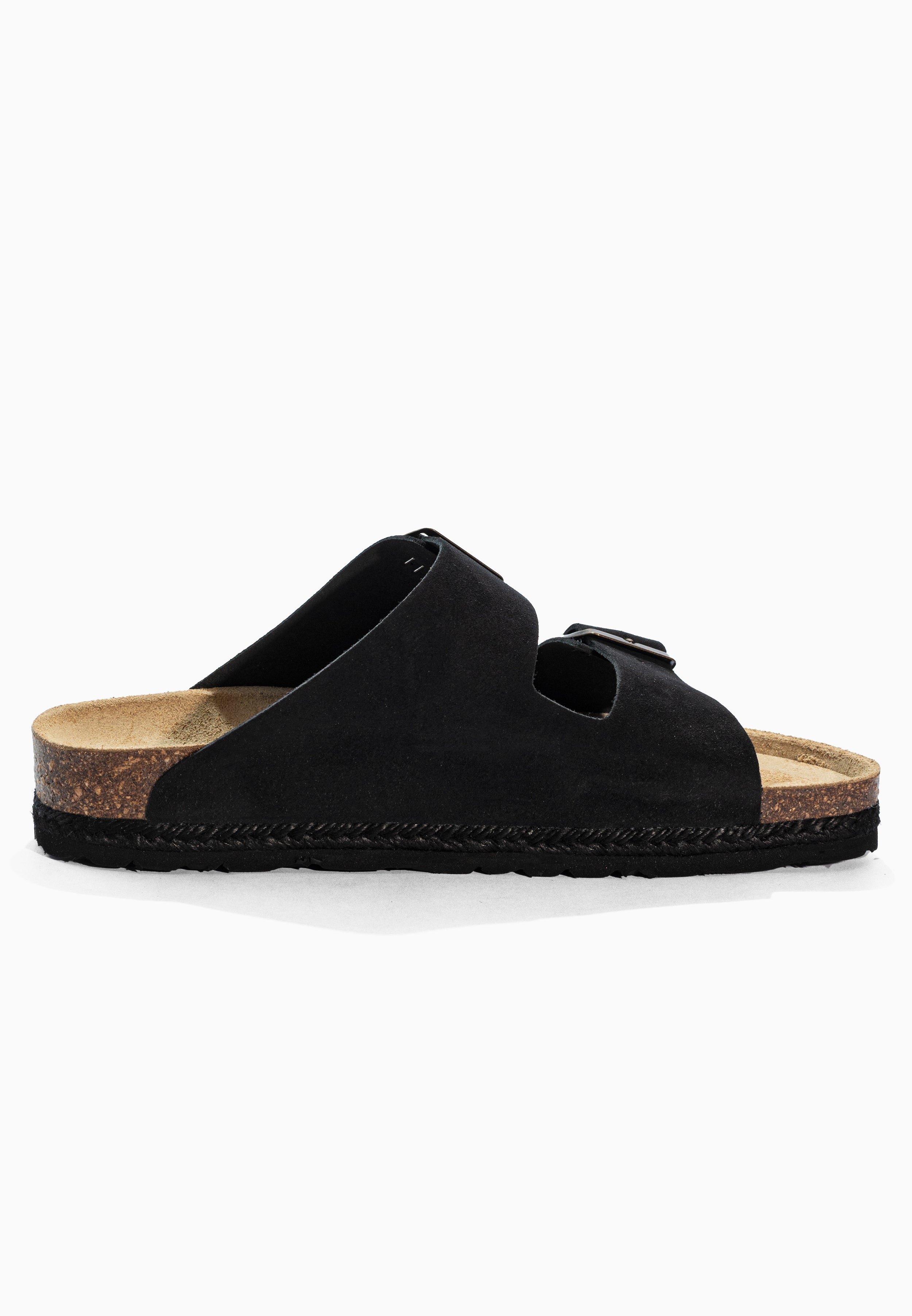 Sandales 2 Brides Vada Noir en Cuir Suédé