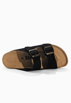 Sandales 2 Brides Vada Noir en Cuir Suédé
