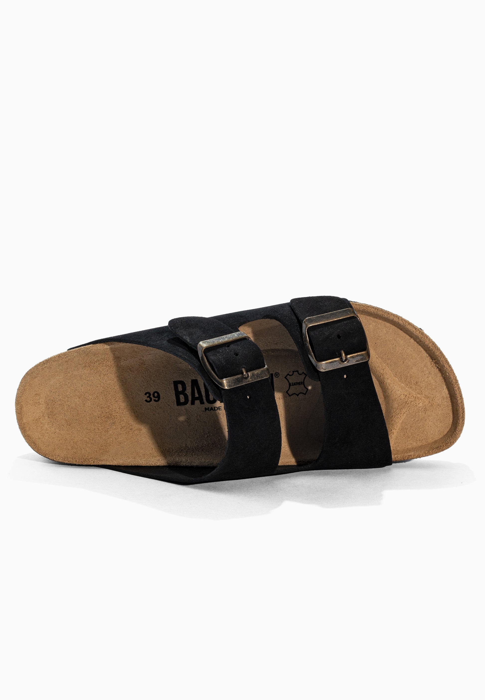 Sandales 2 Brides Vada Noir en Cuir Suédé