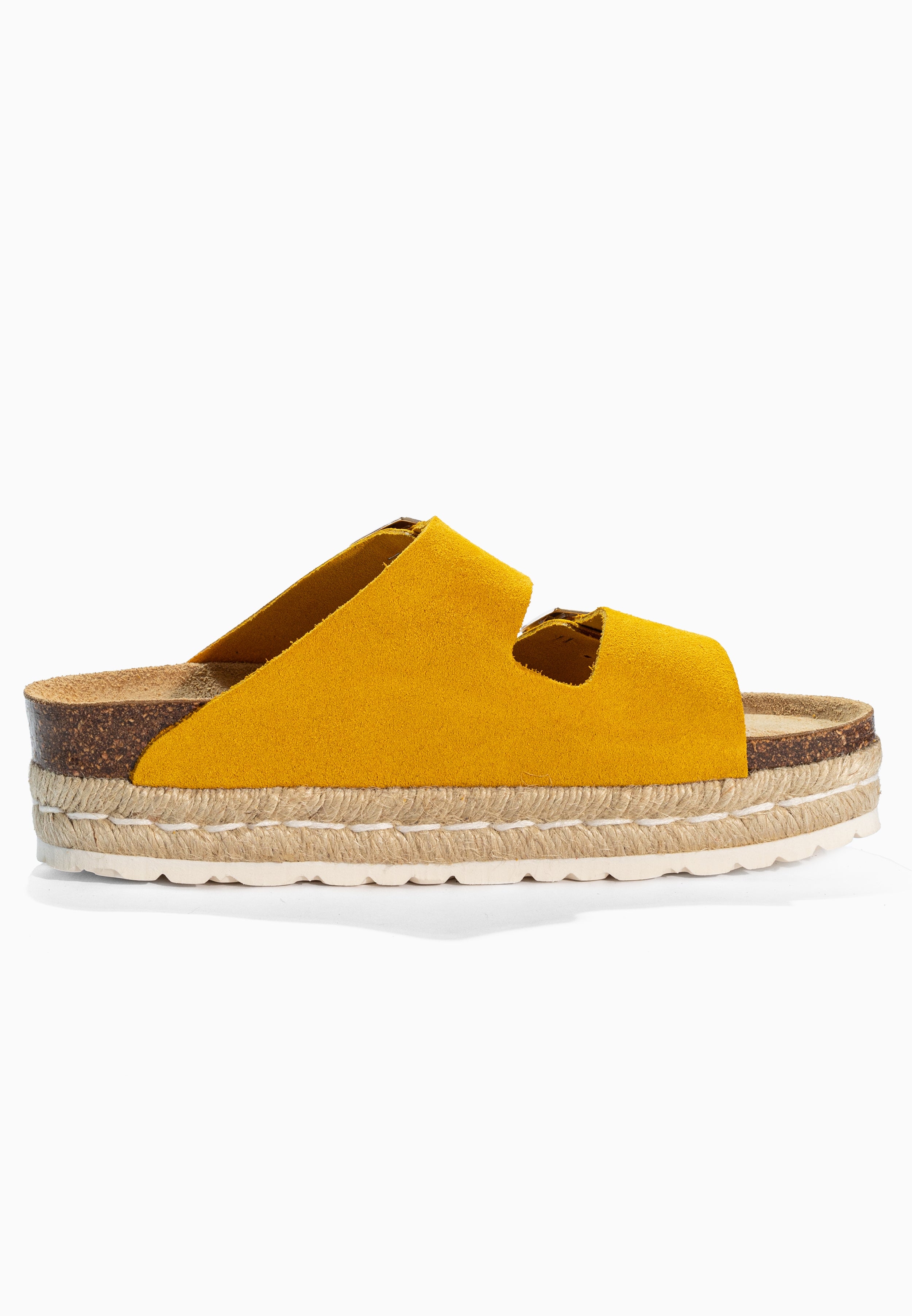 Sandales à Plateforme  Gwana Jaune en Cuir Suédé