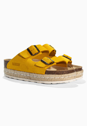 Sandales à Plateforme  Gwana Jaune en Cuir Suédé