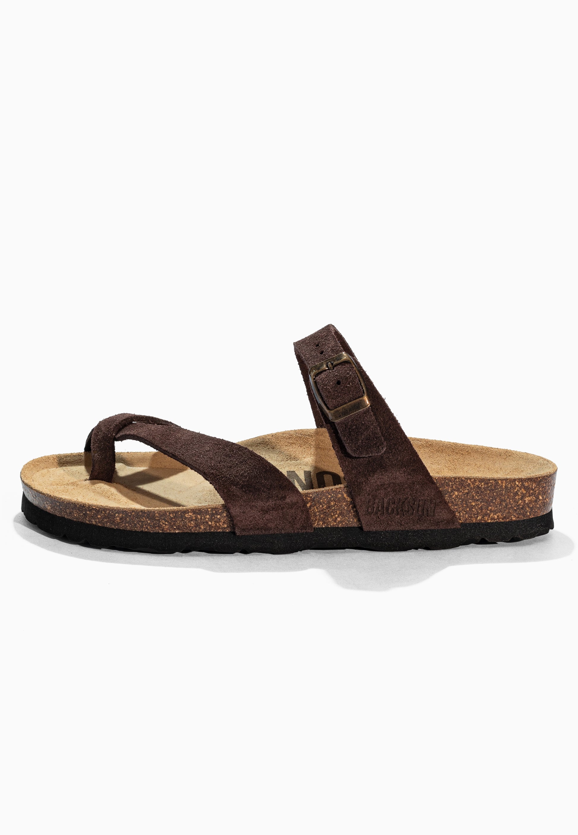 Sandales à Entre-doigts Barcelone Marron en Cuir Suédé