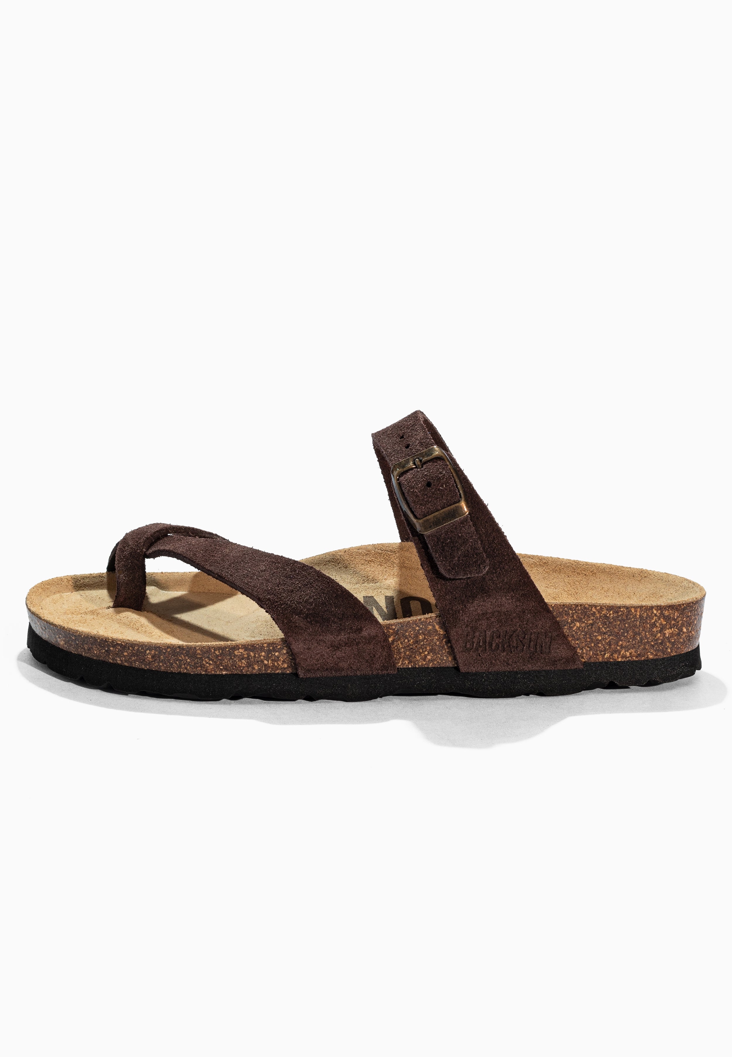 Sandales à Entre-doigts Barcelone Marron en Cuir Suédé