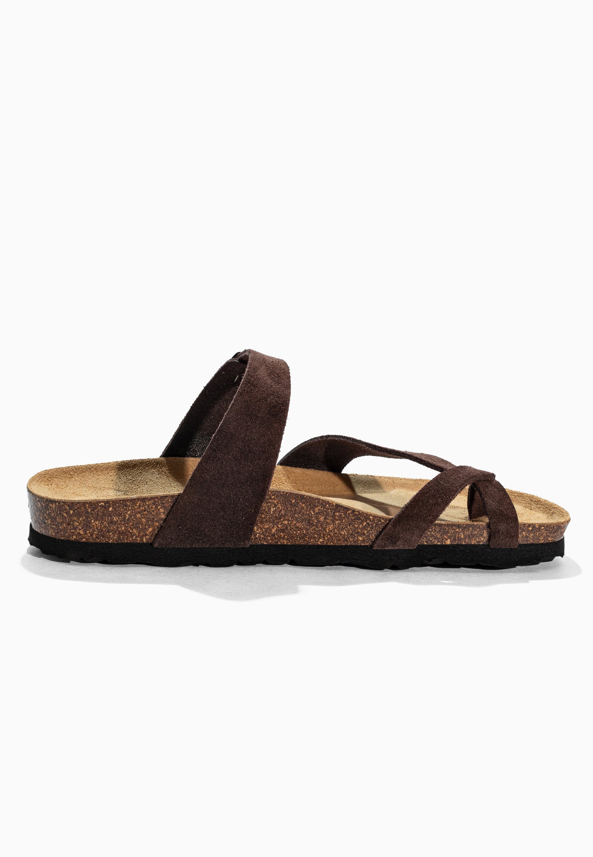 Sandales à Entre-doigts Barcelone Marron en Cuir Suédé