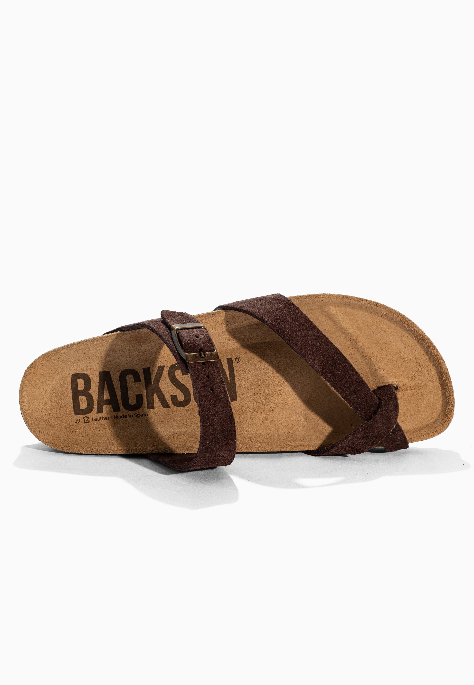 Sandales à Entre-doigts Barcelone Marron en Cuir Suédé