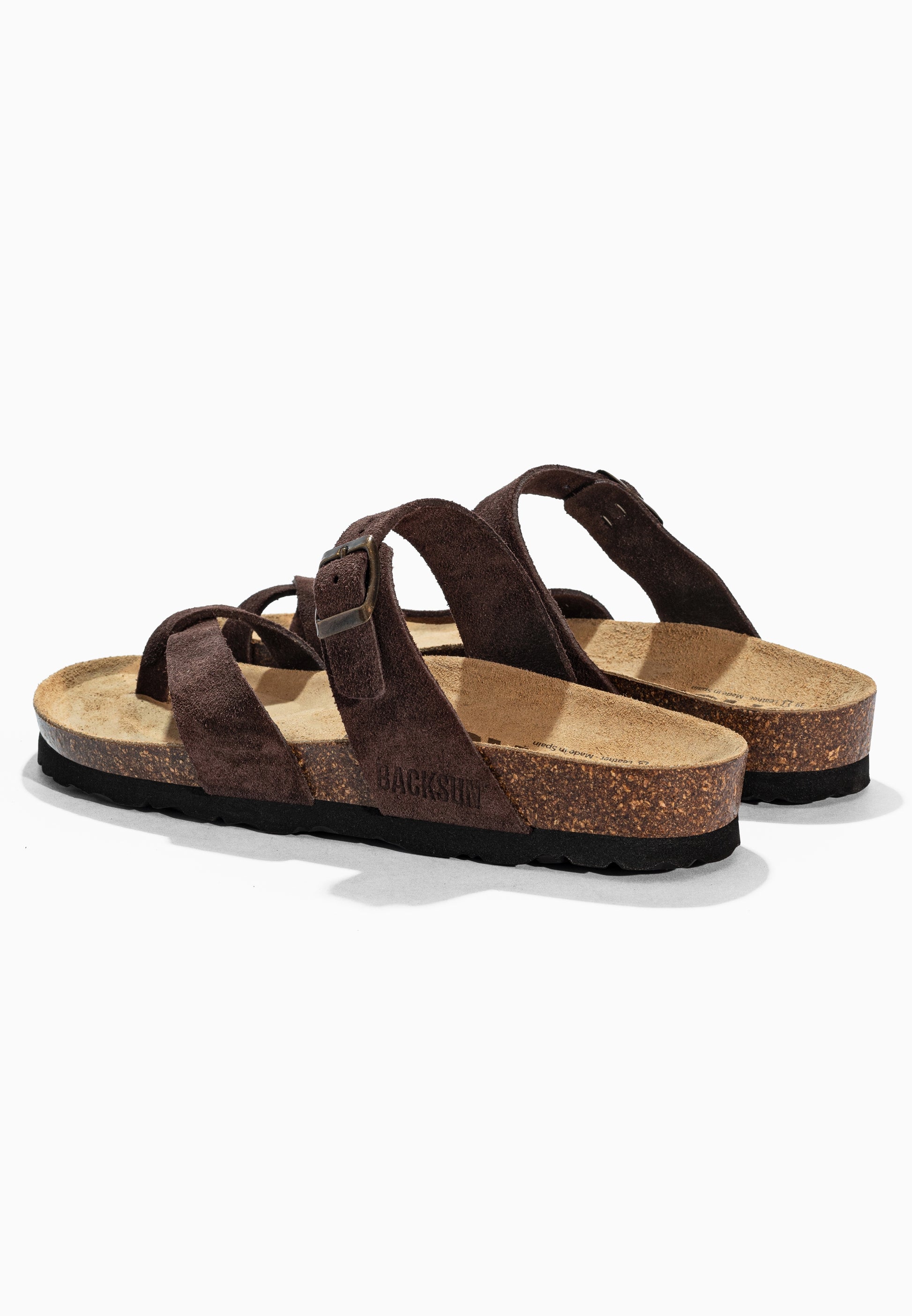 Sandales à Entre-doigts Barcelone Marron en Cuir Suédé