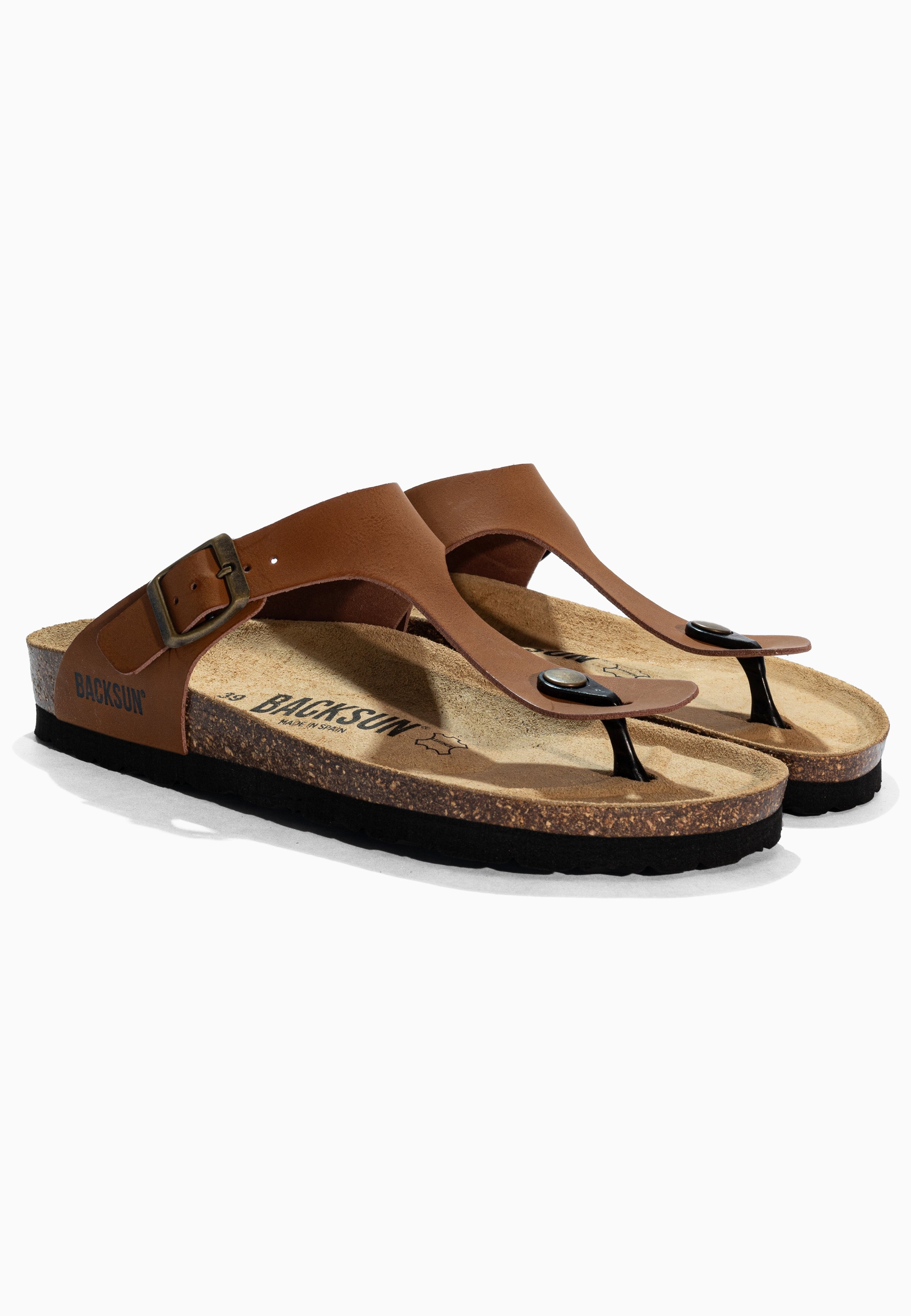 Sandales à Entre-doigts Mezzo Camel en Cuir