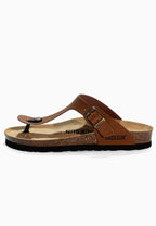 Sandales à Entre-doigts Mezzo Camel en Cuir