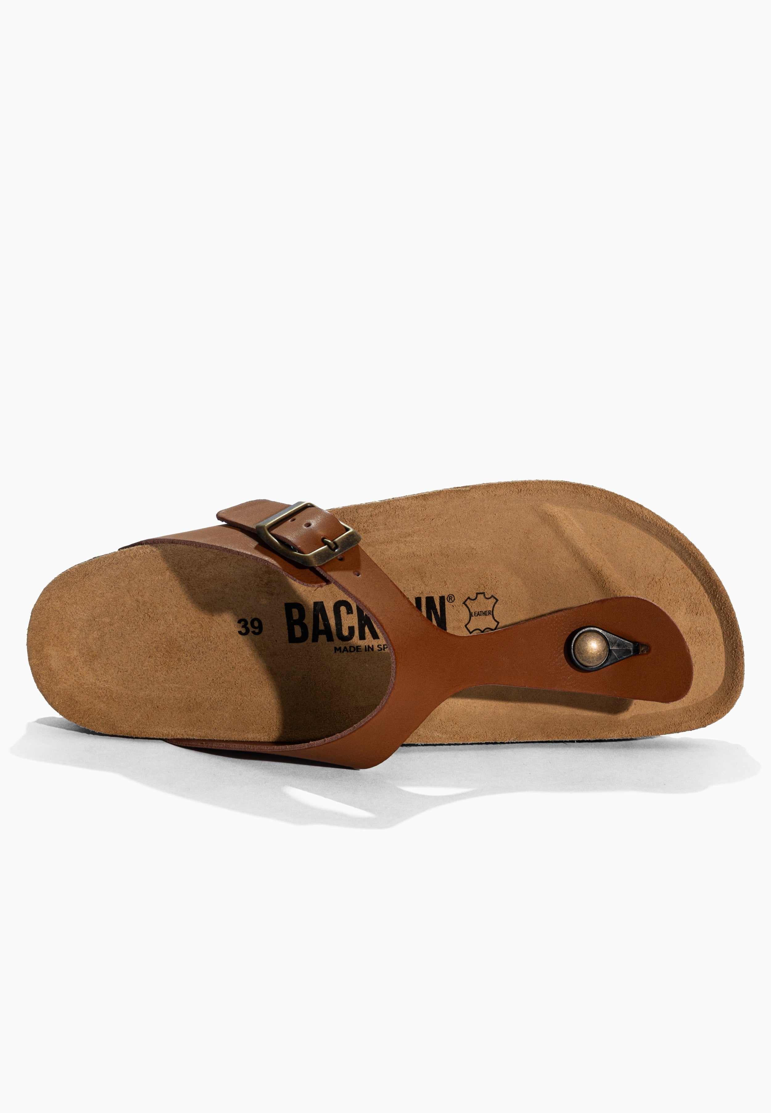 Sandales à Entre-doigts Mezzo Camel en Cuir
