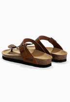Sandales à Entre-doigts Mezzo Camel en Cuir
