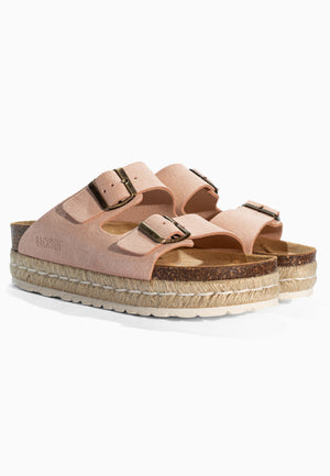 Onyx Peach Suede Leather Platform Sandals