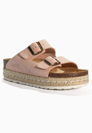 Onyx Peach Suede Leather Platform Sandals
