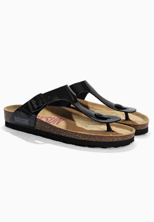 Singapore Black Toe-Thong Sandals