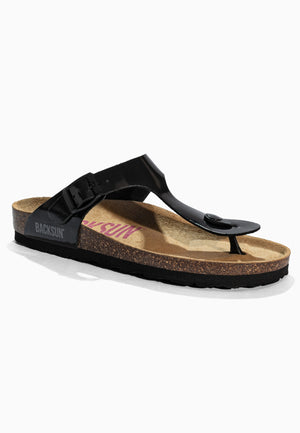 Singapore Black Toe-Thong Sandals