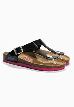 Singapore Black Toe-Thong Sandals