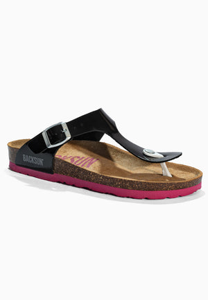 Singapore Black Toe-Thong Sandals
