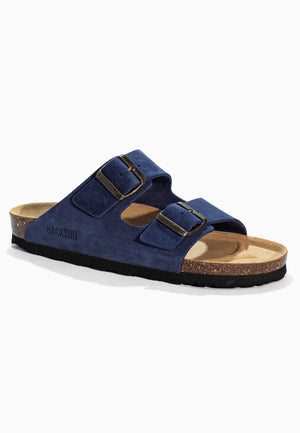 Bali Navy Blue Suede Leather 2-Strap Sandals