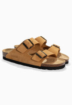 Sandales 2 Brides Bali Camel en Cuir Suédé