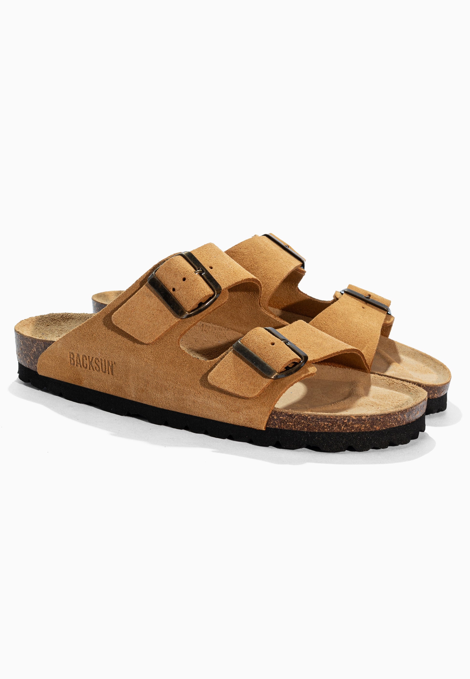 Sandales 2 Brides Bali Camel en Cuir Suédé